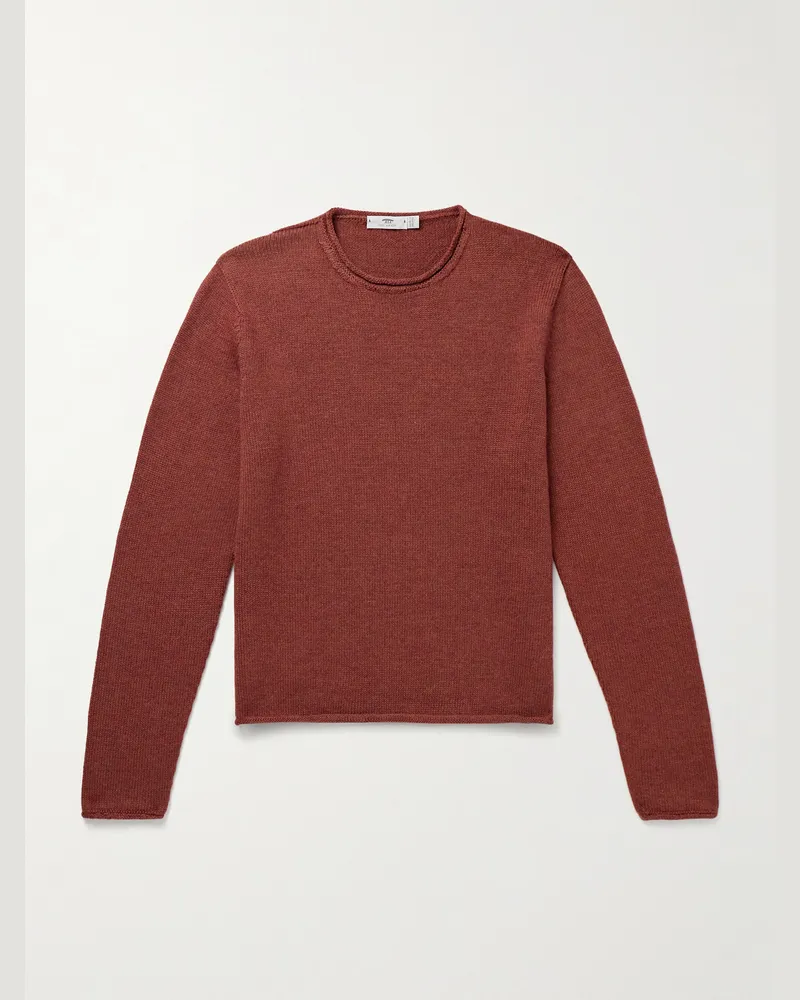 Inis Meáin Wool and Linen-Blend Sweater Red