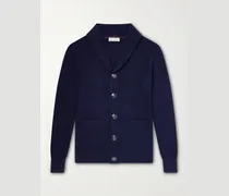 Shawl-Collar Ribbed Cotton Cardigan