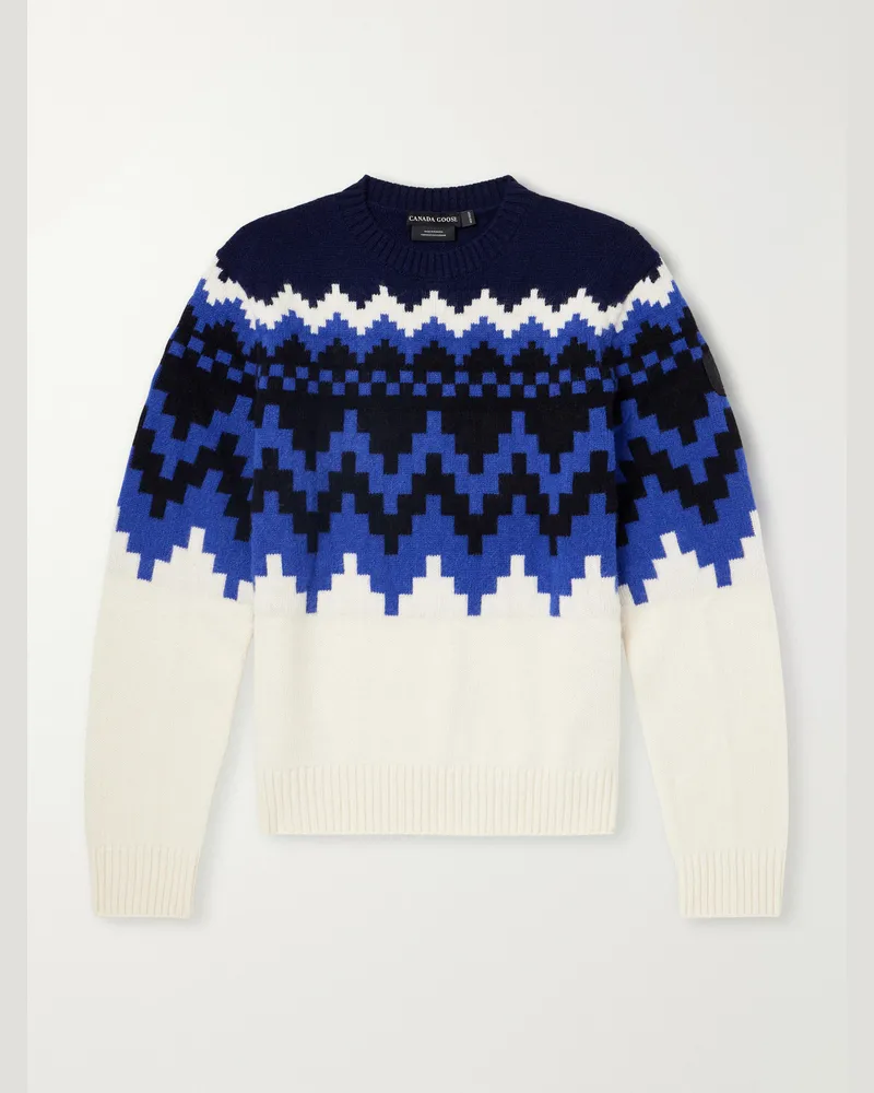 Canada Goose Eri Intarsia-Knit Wool and Alpaca-Blend Sweater Blue