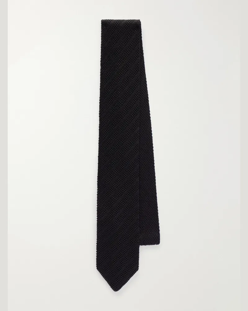 Brunello Cucinelli 8cm Knitted Silk Tie Black