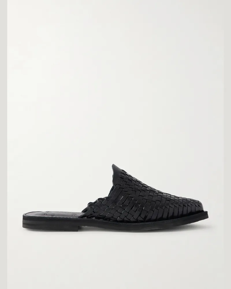 YUKETEN Polanco Woven Leather Mules Black