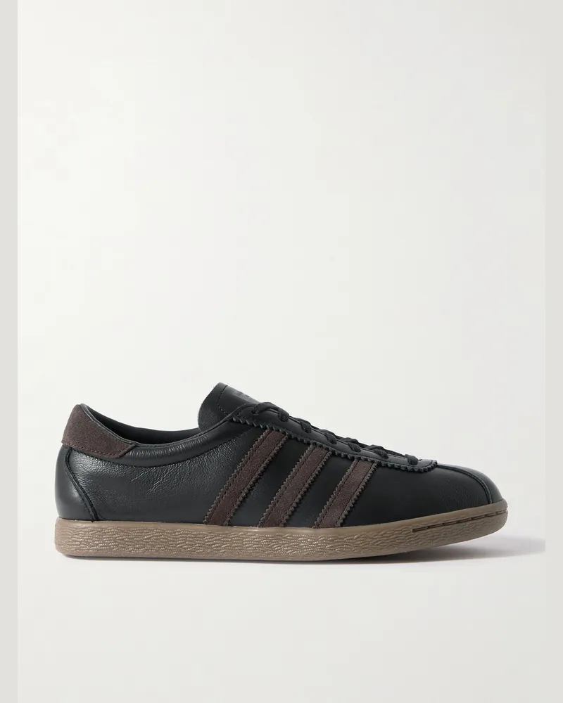 adidas Tobacco Gruen Sneakers aus Leder mit Velourslederbesatz Schwarz