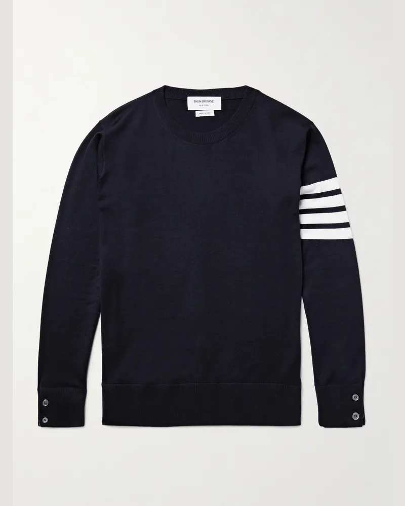 Thom Browne Striped Merino Wool Sweater Blue