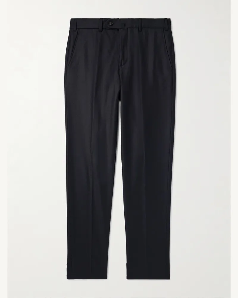 Loro Piana Carlo Straight-Leg Wool and Cashmere-Blend Flannel Trousers Blue