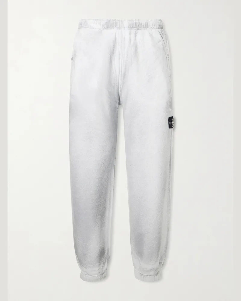 Stone Island Tapered Reflective Organic Cotton Fleece Sweatpants Gray