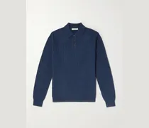 Textured Wool and Camel-Blend Polo Shirt