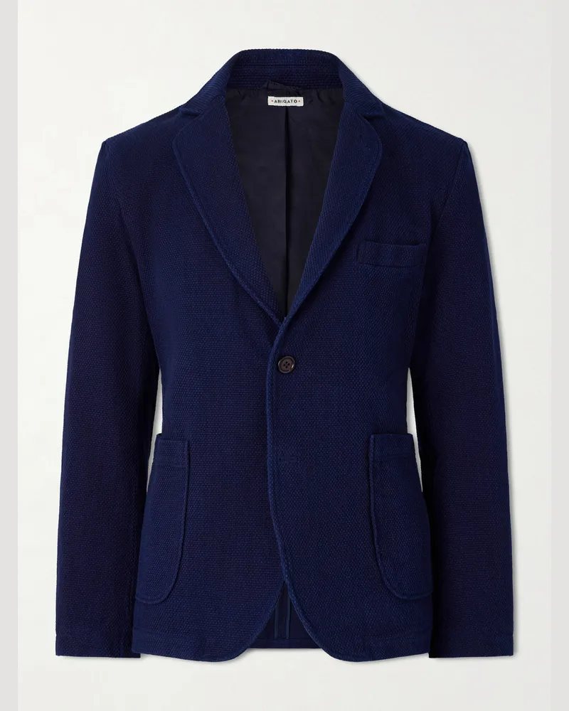 Blue Blue Japan Sakko aus Baumwoll-Piqué in Sashiko-Optik Blau