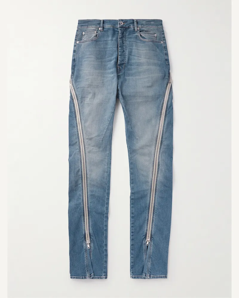DRKSHDW by Rick Owens Bolan Banana weit geschnittene Jeans aus gewachstem Denim mit Reißverschlüssen Blau