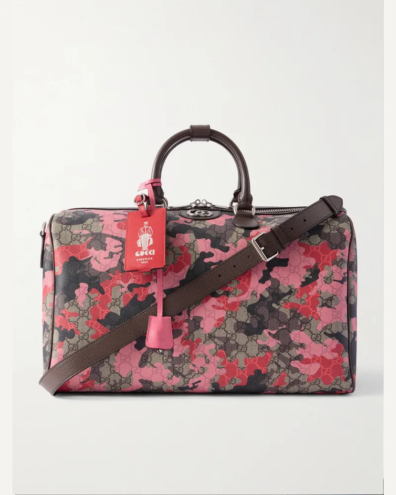 Gucci Bowling-Tasche aus Leder mit Camouflage-Print Pink
