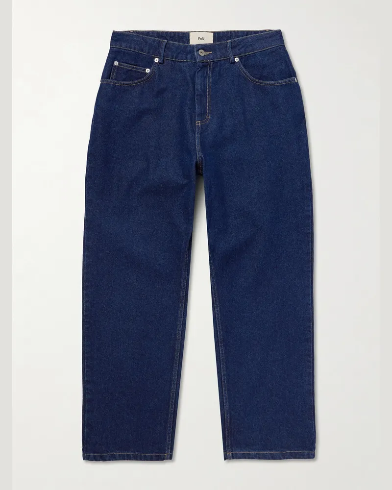 Folk Barrel-Leg Jeans Blue