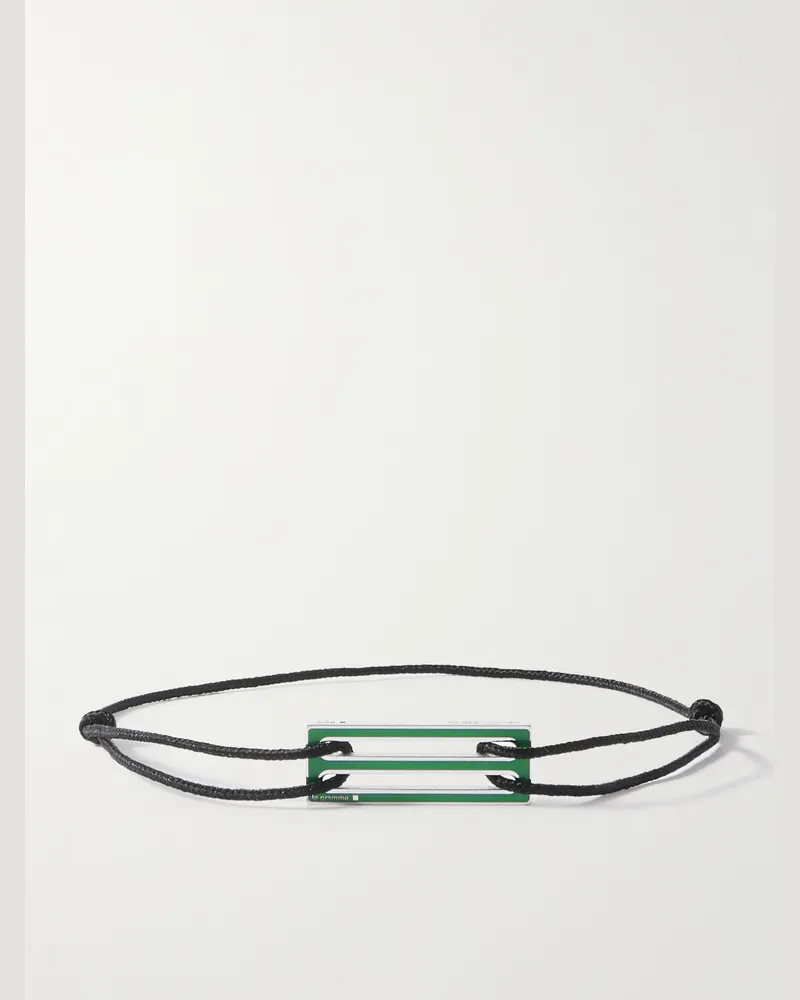 Le Gramme Le 2.5g Armband aus Kordel mit Detail aus Sterlingsilber und Emaille Grün