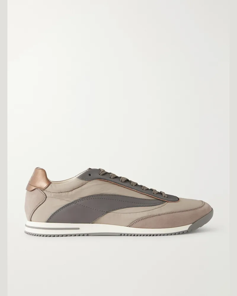 Brunello Cucinelli Suede and Leather-Trimmed Shell Sneakers Brown