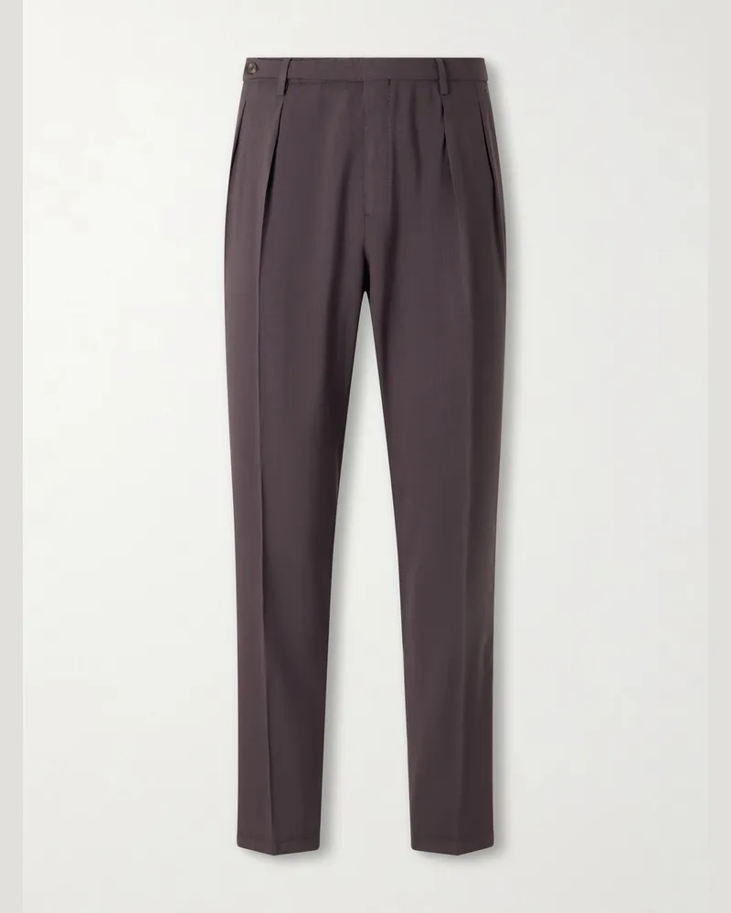 Boglioli Straight-Leg Pleated Virgin Wool Trousers Brown