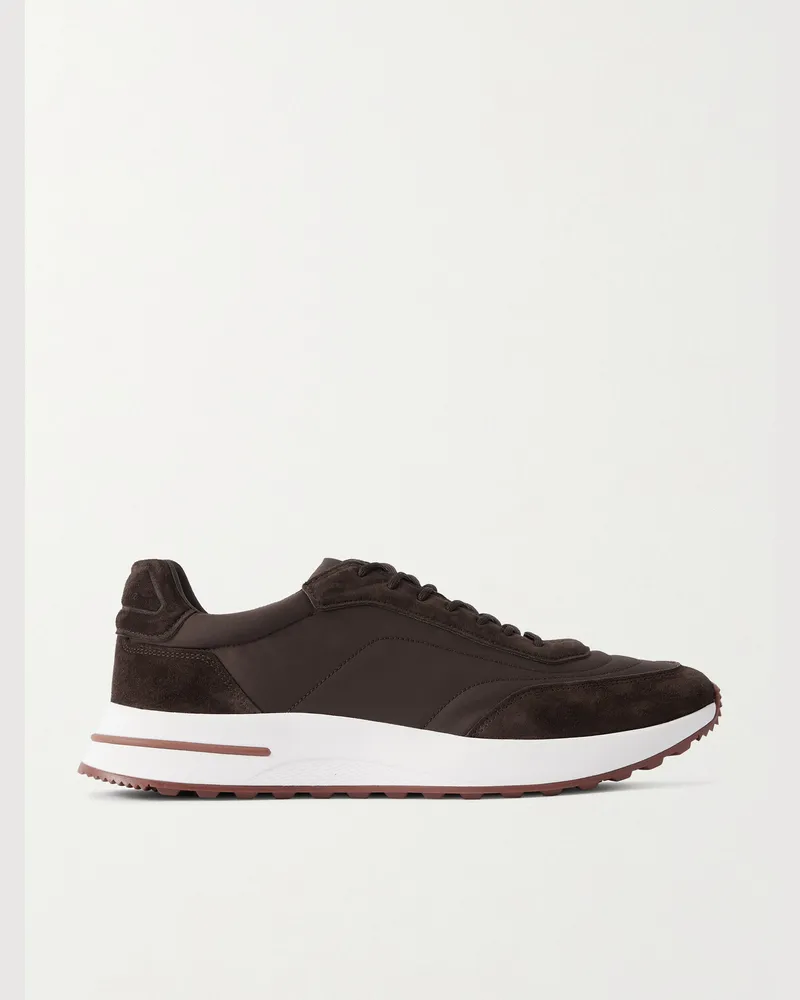 Loro Piana Weekend Walk Sneakers aus Shell mit Velourslederbesatz Braun