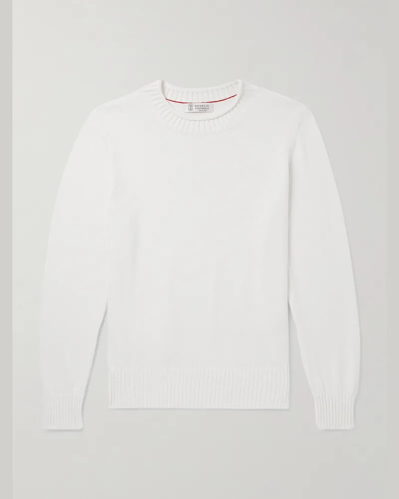 Brunello Cucinelli Pullover aus Baumwolle Weiß