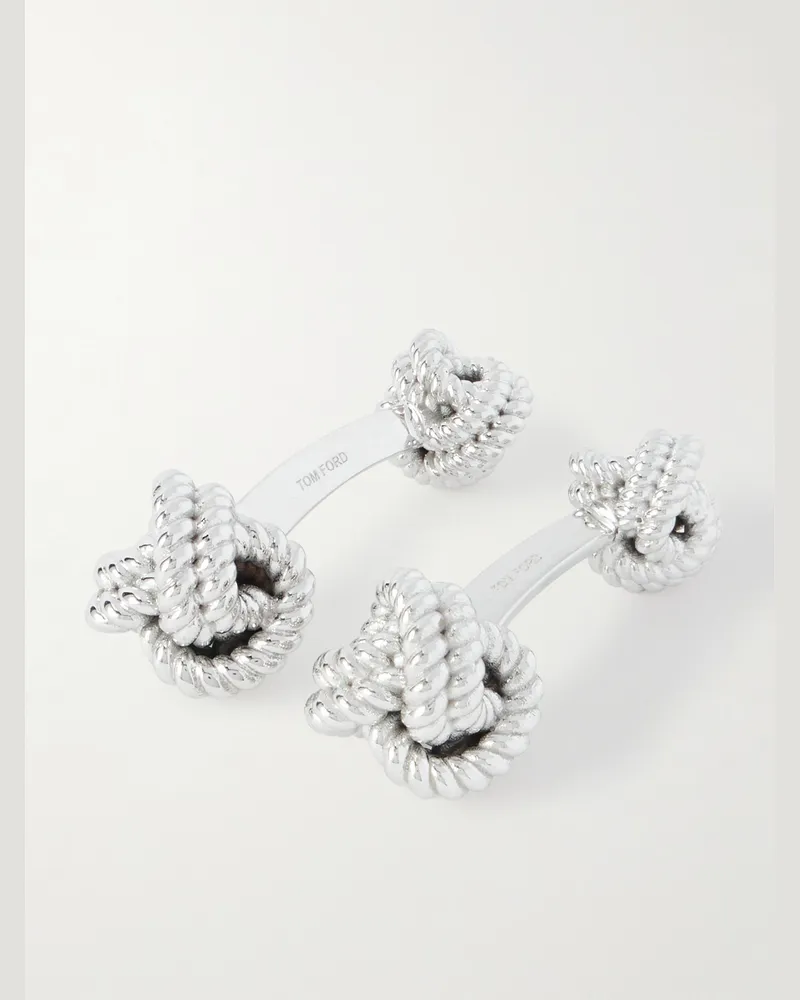 Tom Ford Knot 18-Karat White Gold Cufflinks Silver
