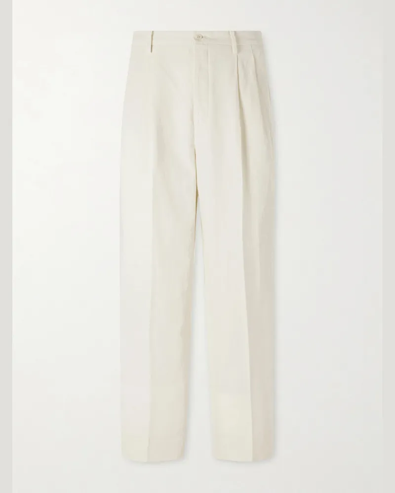 Kaptain Sunshine Tapered Cotton and Linen-Blend Trousers Neutrals
