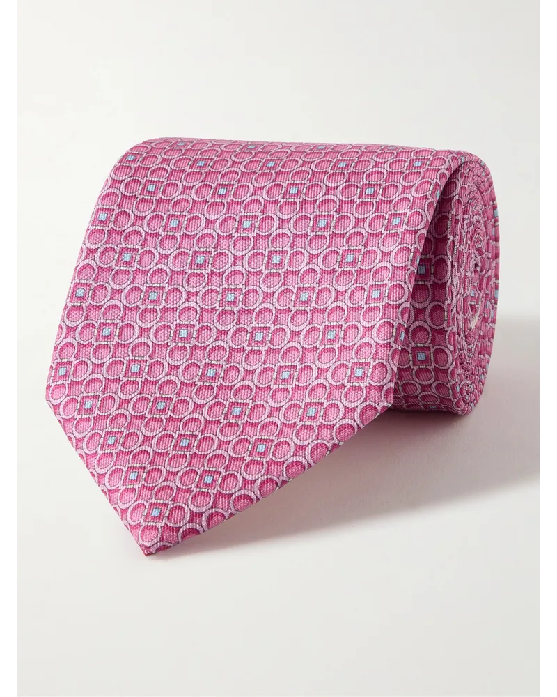 Ferragamo Krawatte aus bedrucktem Seiden-Twill, 8 cm Pink