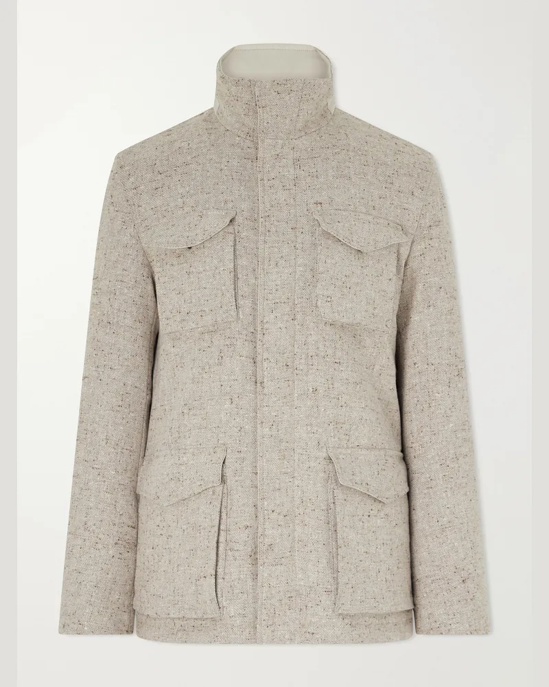 Herno Virgin Wool-Tweed Field Jacket Neutrals