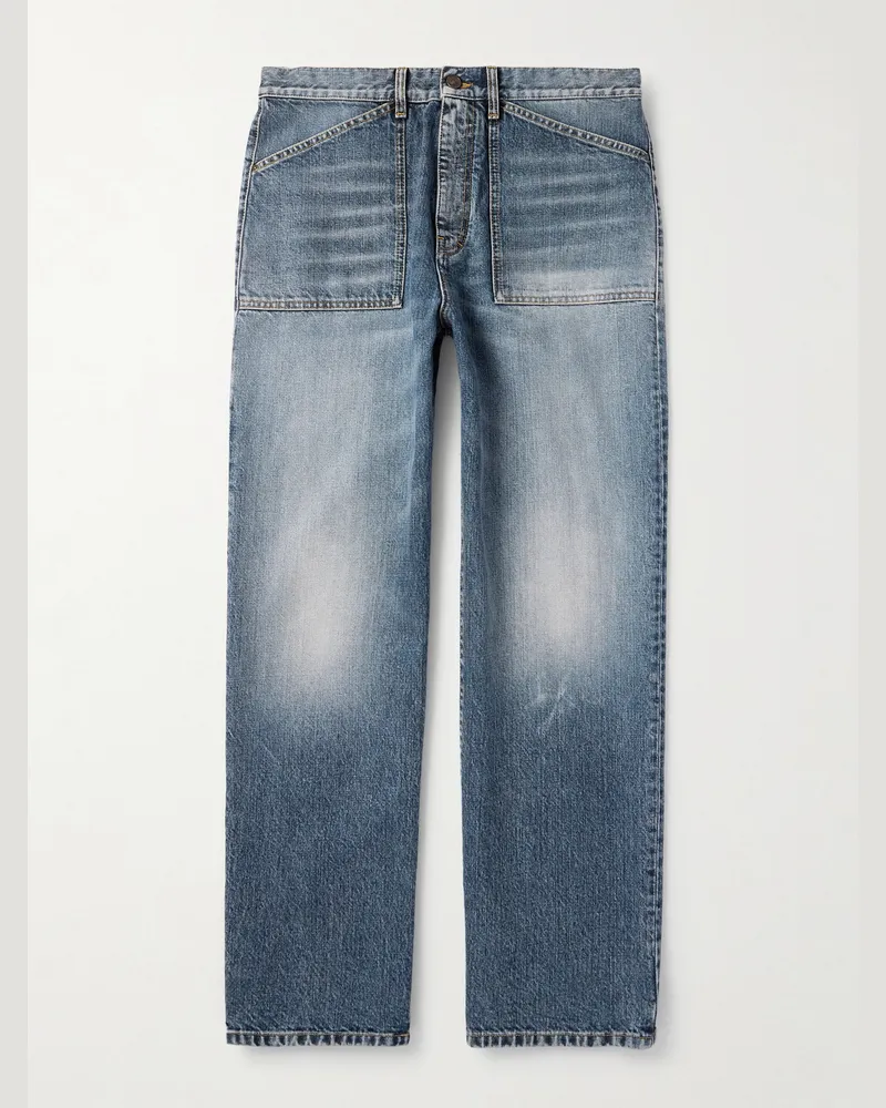 Givenchy Gerade geschnittene Jeans mit Logostickerei Blau