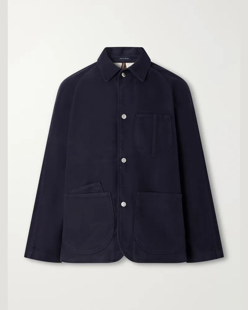 Drake's Cotton-Moleskin Chore Jacket Blue