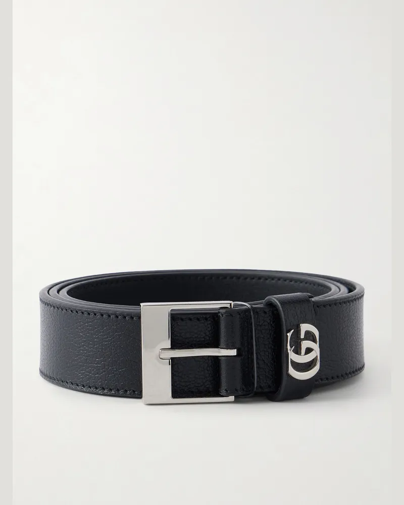 Gucci 3cm GG-Embellished Leather Belt Black