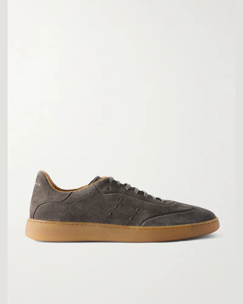 Kiton Sneakers aus Veloursleder Grau