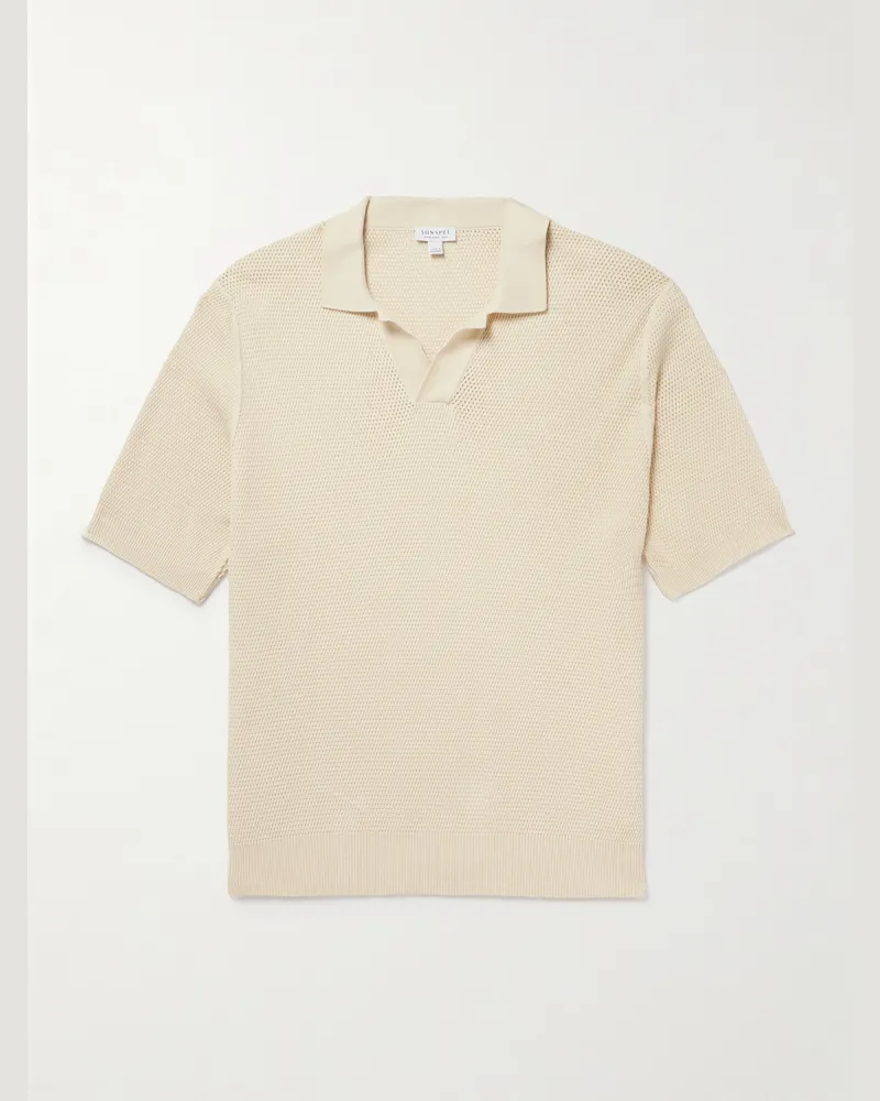 Sunspel Poloshirt aus Baumwoll-Mesh Neutral
