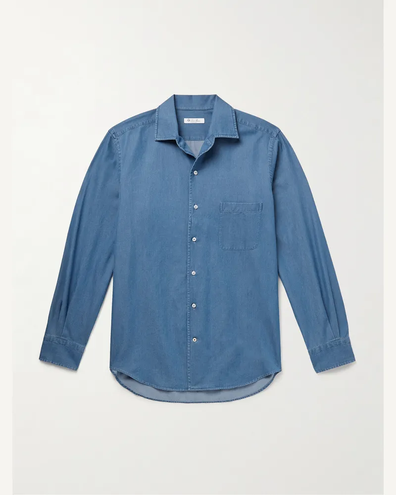 Loro Piana André Hemd aus Baumwoll-Chambray Blau