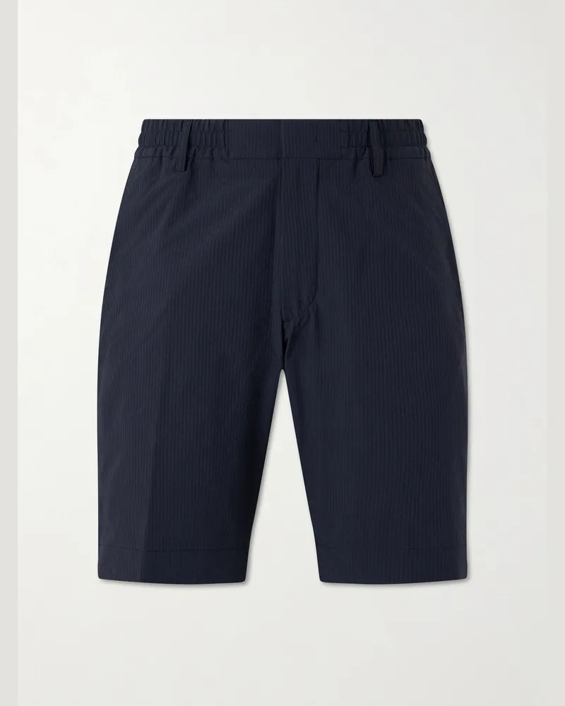 NN 07 Billie Straight-Leg Striped Seersucker Shorts Blue