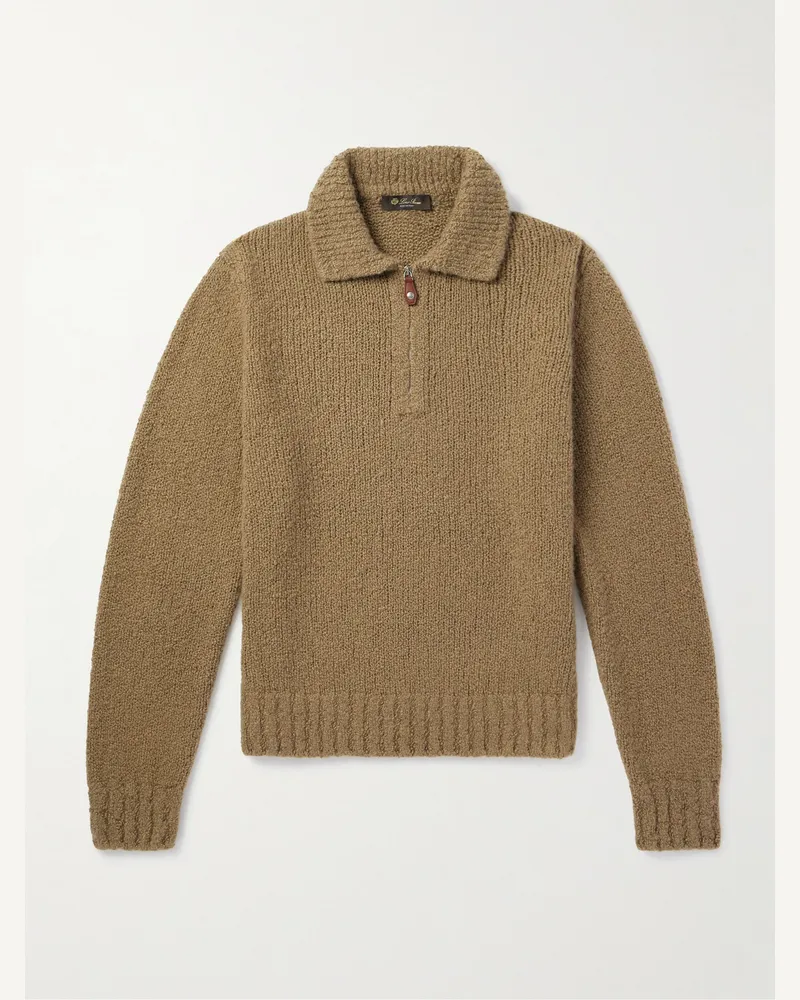 Loro Piana Folecchio Cashmere and Silk-Blend Half-Zip Sweater Brown