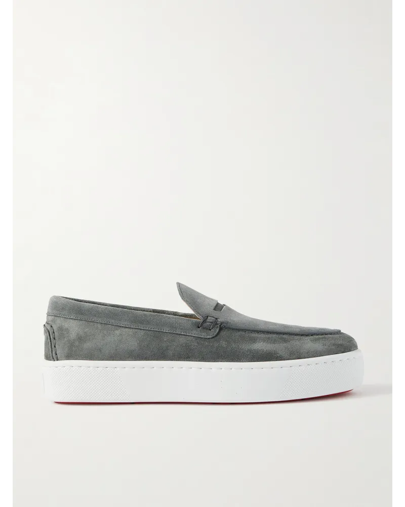 Christian Louboutin Paqueboat Pennyloafers aus Veloursleder Grau