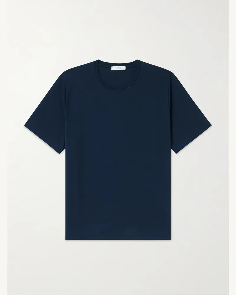 MR P. Leicht lockeres T-Shirt aus Jersey aus Bio- und recycelter Baumwolle Blau