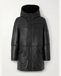 Yves Salomon Kapuzenmantel aus Shearling Schwarz