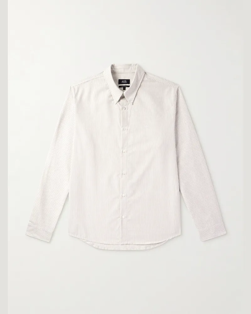 A.P.C. Greg gestreiftes Hemd aus Baumwoll-Oxford mit Button-Down-Kragen Neutral