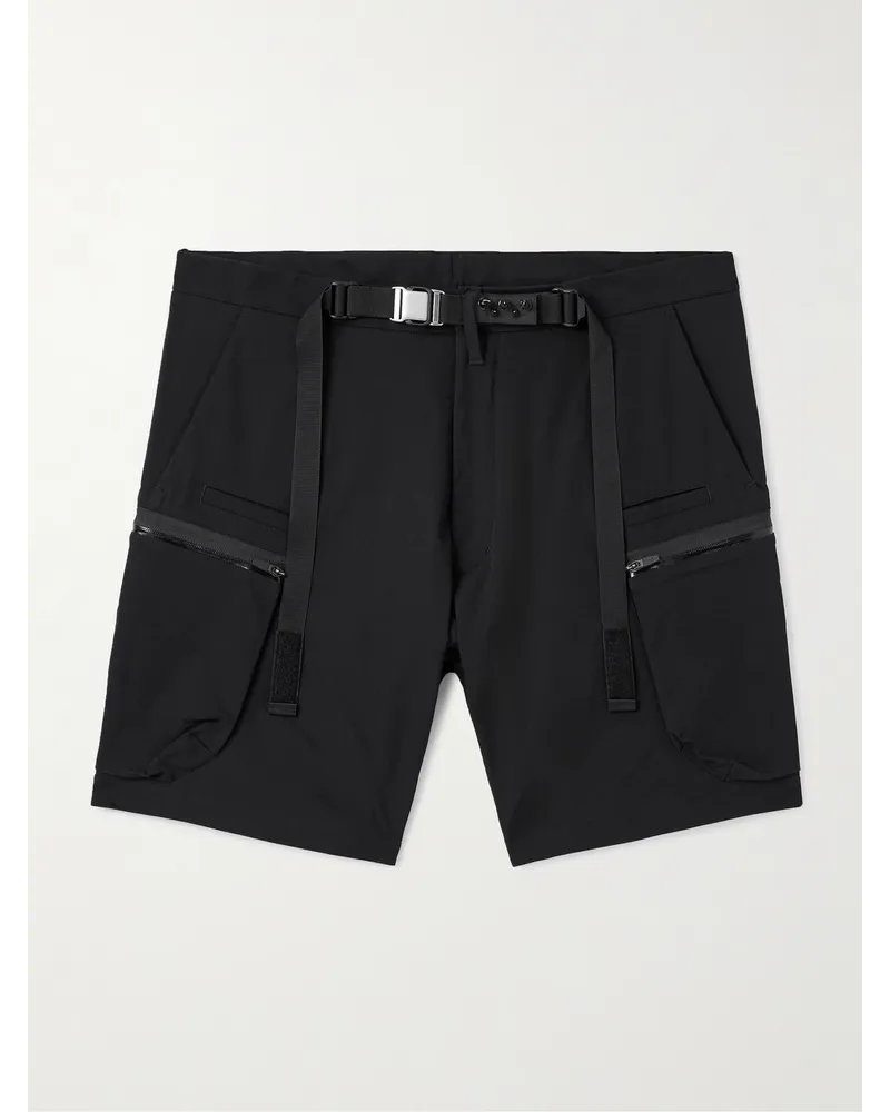 ACRONYM SP57-DS Cargoshorts aus schoeller®-3XDRY®-dryskin™-Material mit Gürtel und Stachelnieten Schwarz