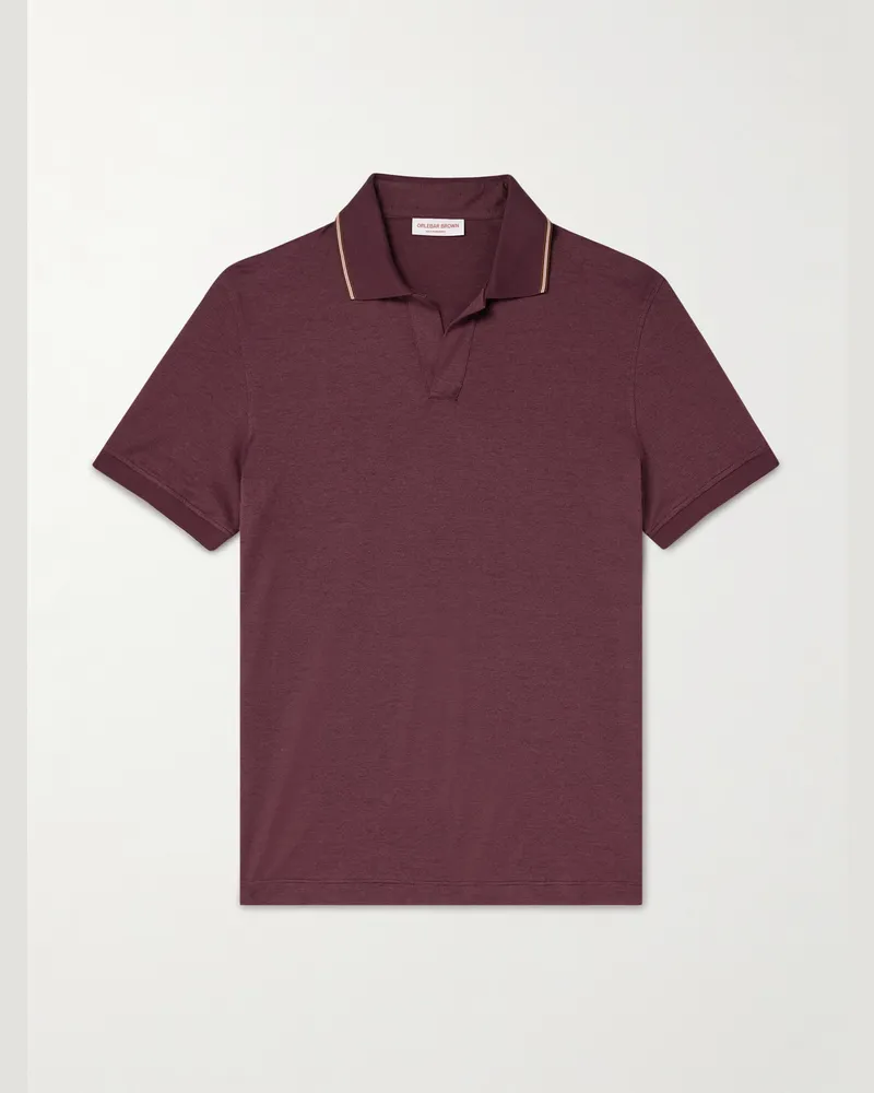 Orlebar Brown Felix Polohemd aus einer Baumwoll-Lyocell-Mischung mit Streifen Rot