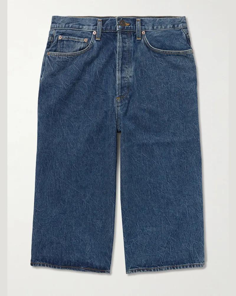 AGOLDE Beesley Straight-Leg Denim Shorts Blue