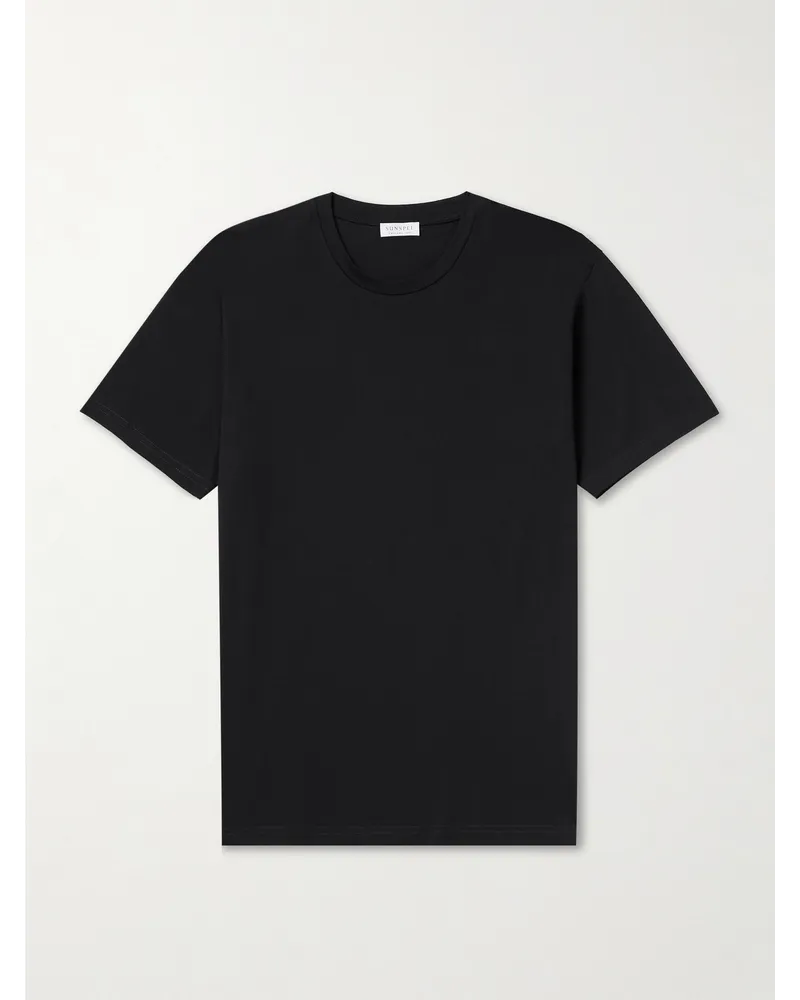 Sunspel Riviera T-Shirt aus Supima®-Baumwoll-Jersey Schwarz