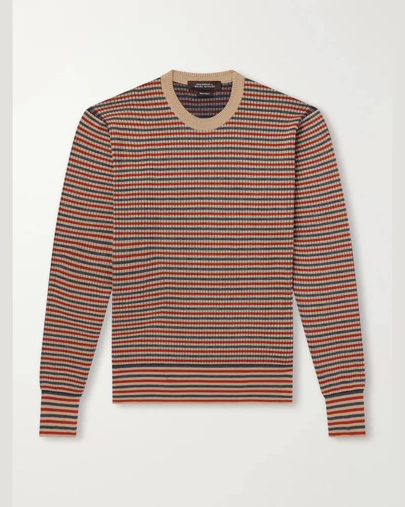 Wales Bonner Chant Striped Merino Wool Sweater Brown