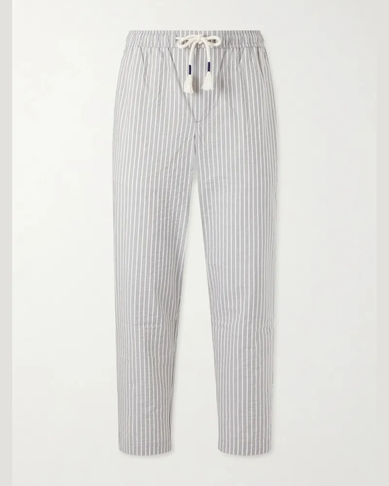 Orlebar Brown Sonoran Straight-Leg Striped Cotton-Blend Seersucker Trousers Gray