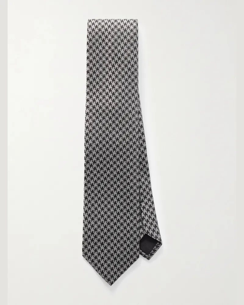 Tom Ford 8cm Houndstooth Silk-Jacquard Tie Gray