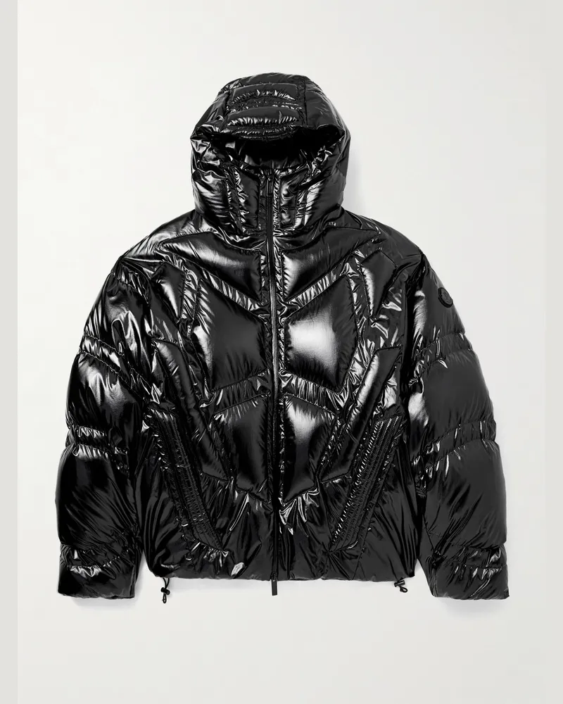 Moncler A$AP Rocky Bahianinha Daunenjacke aus gestepptem glänzendem Shell mit Kapuze Schwarz