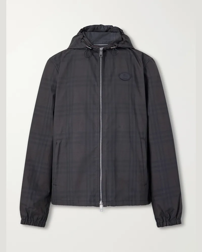 Burberry Newport Logo-Appliquéd Checked Cotton Jacket Black