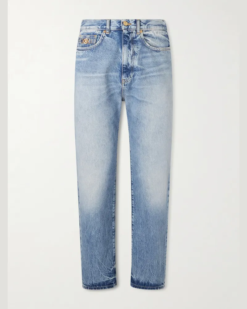 Versace Gerade geschnittene Jeans mit Verzierung Blau