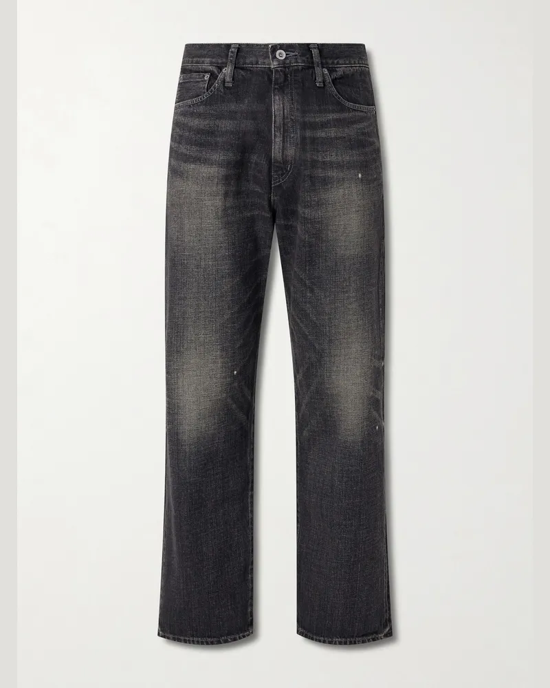 Neighborhood Gerade geschnittene Jeans aus vorgewaschenem Denim Schwarz