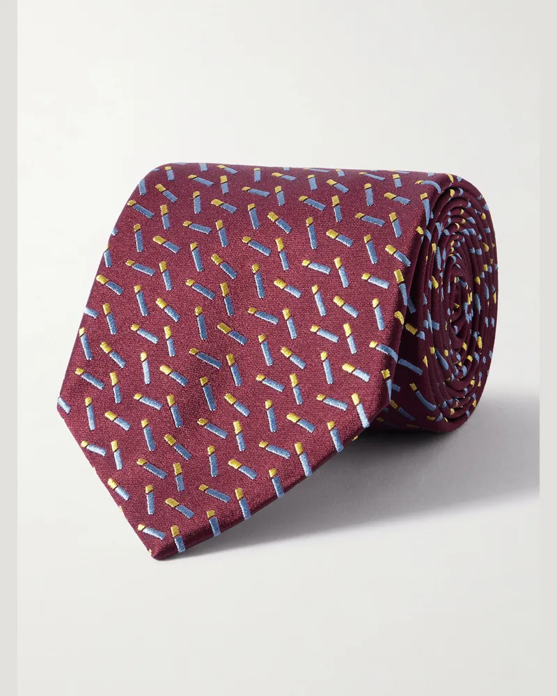 Charvet 8.5cm Silk-Jacquard Tie Burgundy