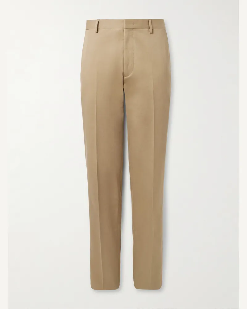 Loro Piana Jarno Austin Straight-Leg Stretch-Cotton Twill Trousers Neutrals