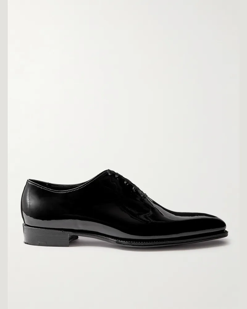George Cleverley Merlin Whole-Cut Patent-Leather Oxford Shoes Black