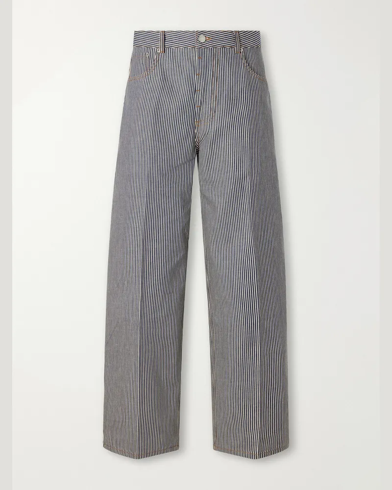 AMI Paris Wide-Leg Striped Jeans Blue